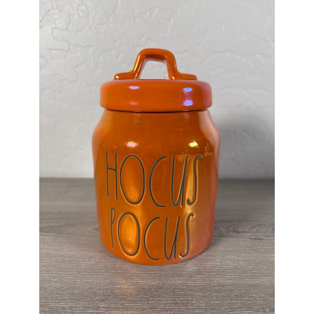 Rae Dunn Artisan Collection By Magenta Iridescent Orange‎ Hocus-Pocus Canister